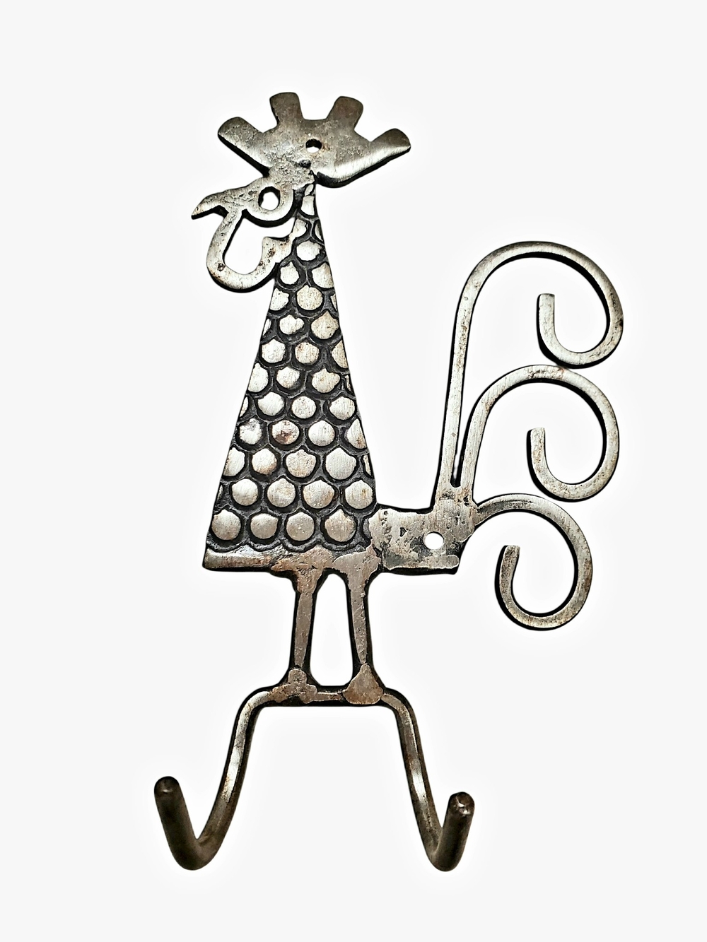 Vintage Style Wrought Iron Rooster Wall Hook - Rustic Farmhouse Kitchen Decor